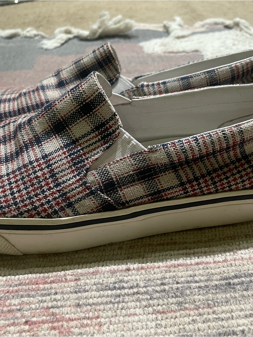 Authentic Isabel Marant Toile Plaid Canvas Slip-On Boat Sneakers Shoes 7.5 View 3